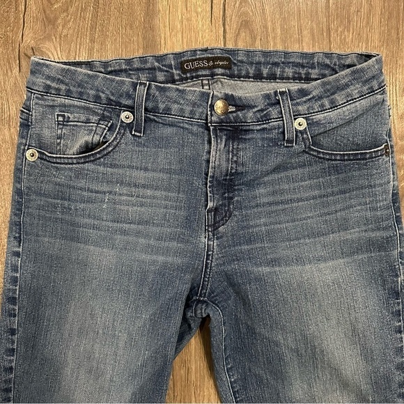 Guess Jeans Vintage 90s Womens Tapered Mid Rise Distressed 29 Medium Wash - Picture 3 of 16